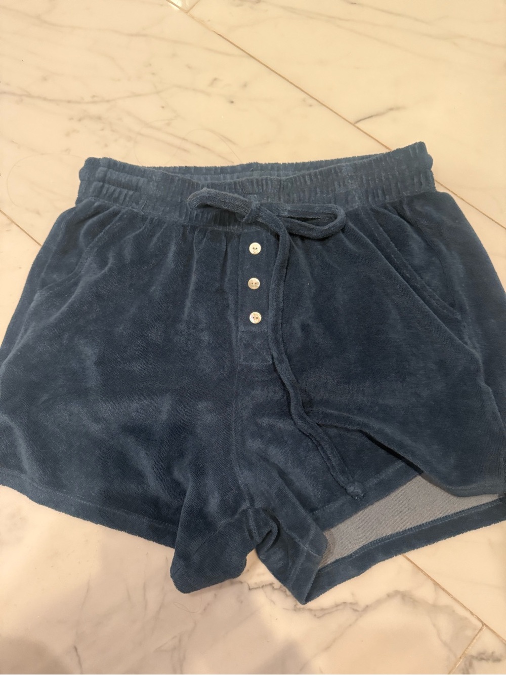 DONNI.  blue terry cloth shorts